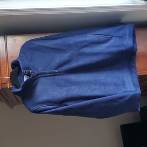 NWT. J Crew Factory Blue Sherpa button-front tunic top BB933 Sz M.